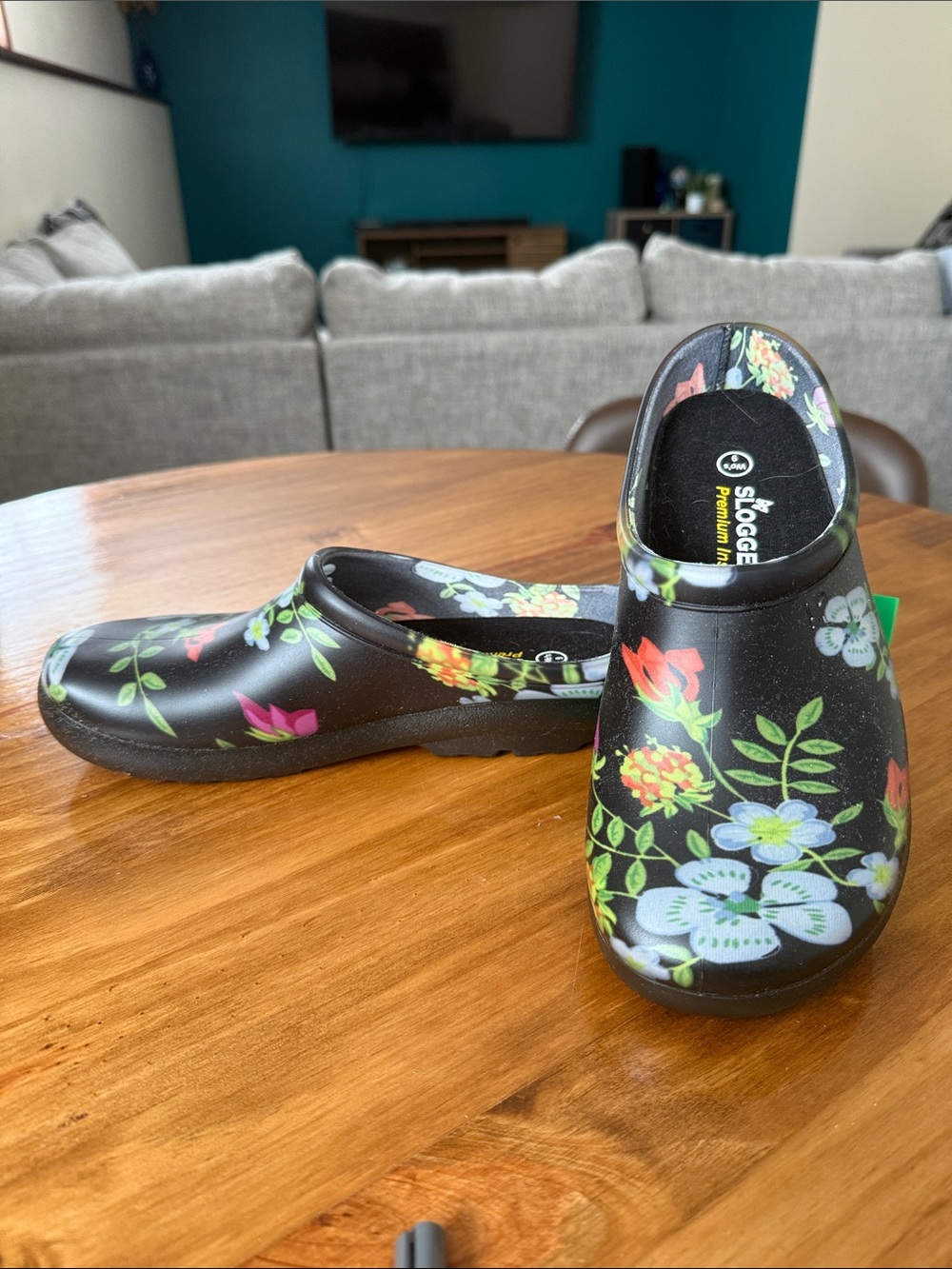 Sloggers Floral Clog - Black with Multicolor Flowers